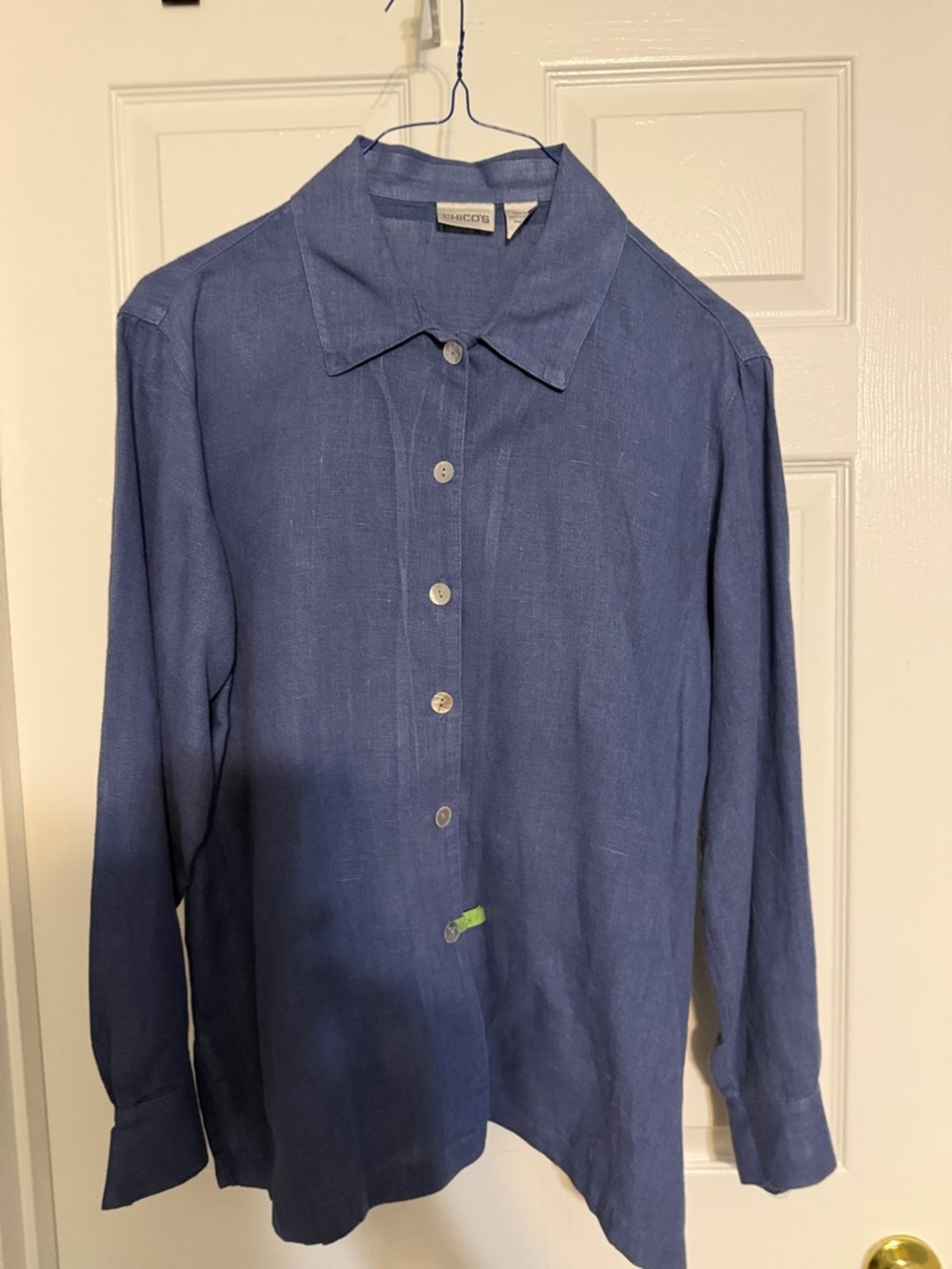 Chico’s Long-Sleeve Blue Button-Up Shirt Large